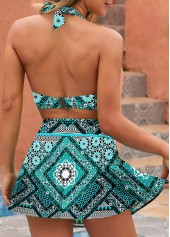 Cyan High Waisted Tribal Print Bikini Set