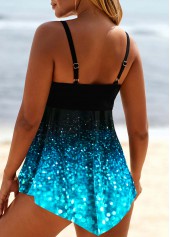 Blue Starry Night Print Ombre Swimdress Top-No Bottom