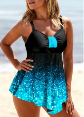 Blue Starry Night Print Ombre Swimdress Top-No Bottom
