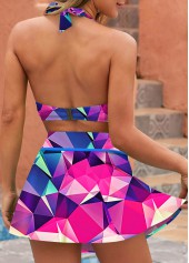 Geometric Print High Waist Halter Bikini Set