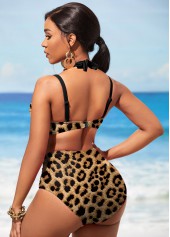 High Waist Brown Leopard Bikini Set