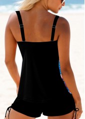 Cyan Tribal Print Wide Strap Tankini Set