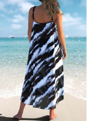 Black Stripe and Tie Dye Print Cover Up