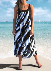 Black Stripe and Tie Dye Print Cover Up
