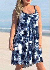 Black Plus Size Tie Dye Print Cover Up Dress