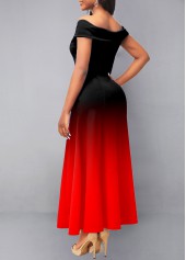 Ombre Off Shoulder Red Maxi Dress