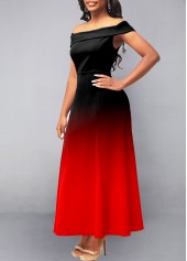 Ombre Off Shoulder Red Maxi Dress