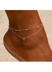 Heart Design Gold Metal Detail Anklet Set