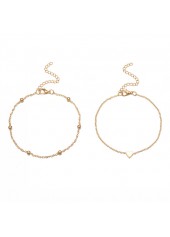 Heart Design Gold Metal Detail Anklet Set
