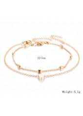 Heart Design Gold Metal Detail Anklet Set
