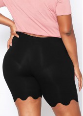 Plus Size Wavy Edge High Waisted Black Swim Shorts