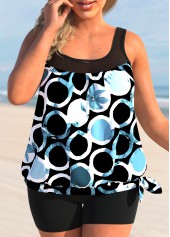 Black Floral Print Plus Size Tankini Top-No Bottom