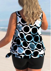 Black Floral Print Plus Size Tankini Top-No Bottom