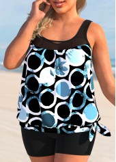 Black Floral Print Plus Size Tankini Top-No Bottom
