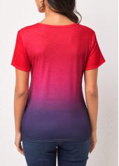 Multi Color Short Sleeve Ombre T Shirt