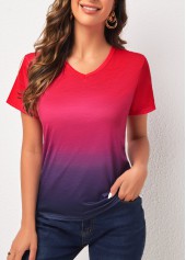 Multi Color Short Sleeve Ombre T Shirt