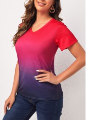 Multi Color Short Sleeve Ombre T Shirt