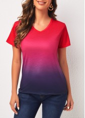 Multi Color Short Sleeve Ombre T Shirt