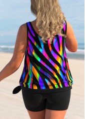 Black Colorful Print Plus Size Tankini Top-No Bottom