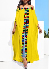 Yellow Tribal Print Off Shoulder Blouse