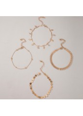 Layered Leaf Design Gold Anklet Set