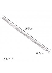 Rhinestone Design Metal Detail Silver Bracelet