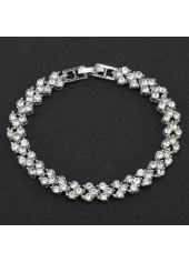 Rhinestone Design Metal Detail Silver Bracelet