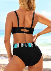 Polka Dot Front Cross Cyan Bikini Set