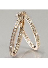 Rhinestone Design Circle Detail Gold Earrings