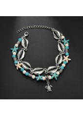 Sea Turtle Turquoise Beads Detail Anklet