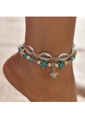 Sea Turtle Turquoise Beads Detail Anklet
