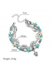 Sea Turtle Turquoise Beads Detail Anklet