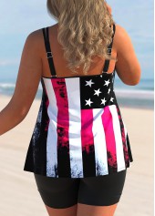 Plus Size American Flag Print Double Straps Tankini Top-No Bottom