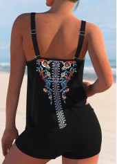 Double Straps Tribal Print Multi Color Tankini Top-No Bottom
