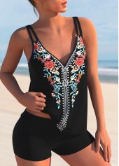 Double Straps Tribal Print Multi Color Tankini Top-No Bottom