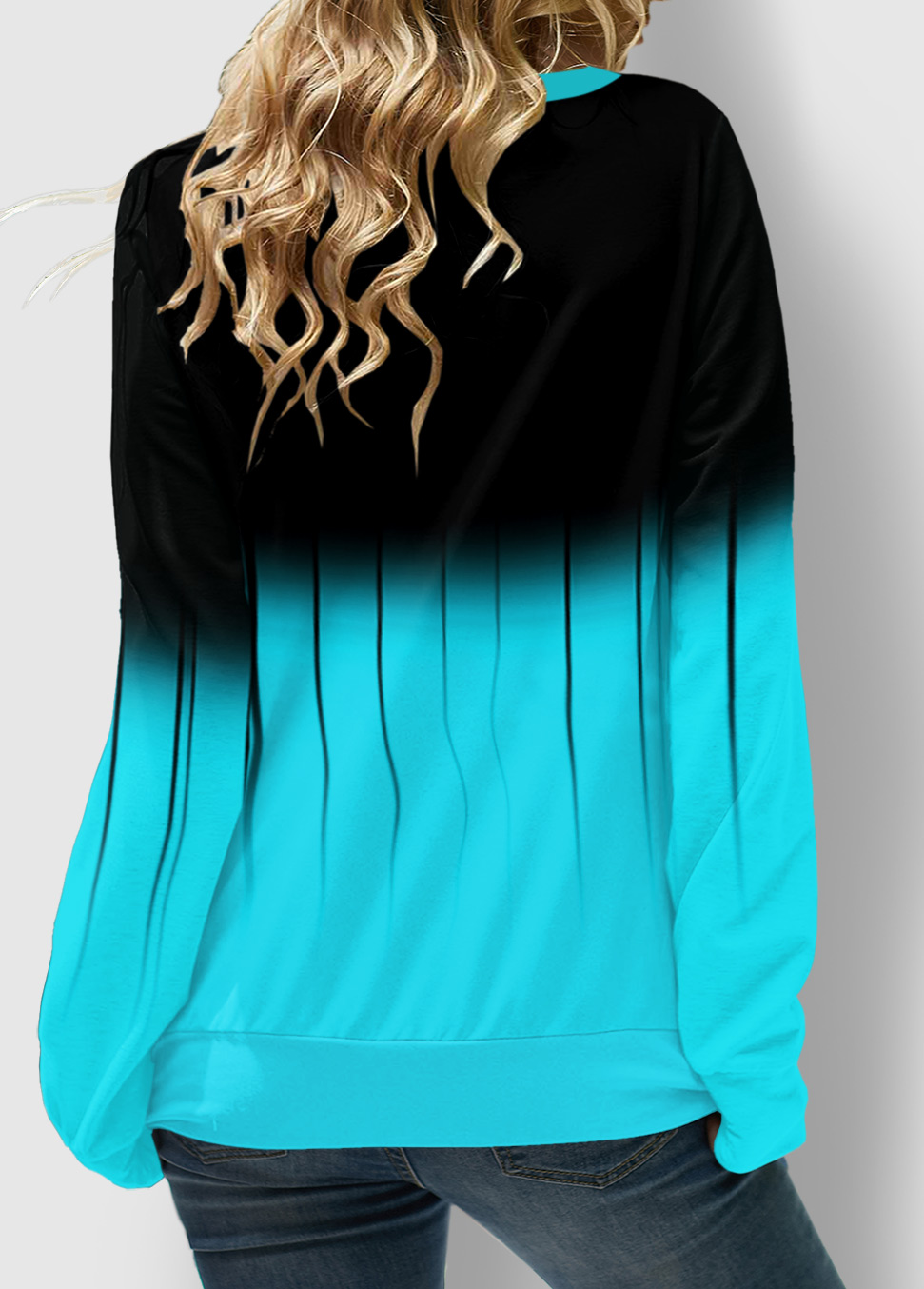 Long Sleeve Ombre Lace Up Sweatshirt