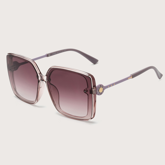 Square Frame Metal Detail TR Brown Sunglasses