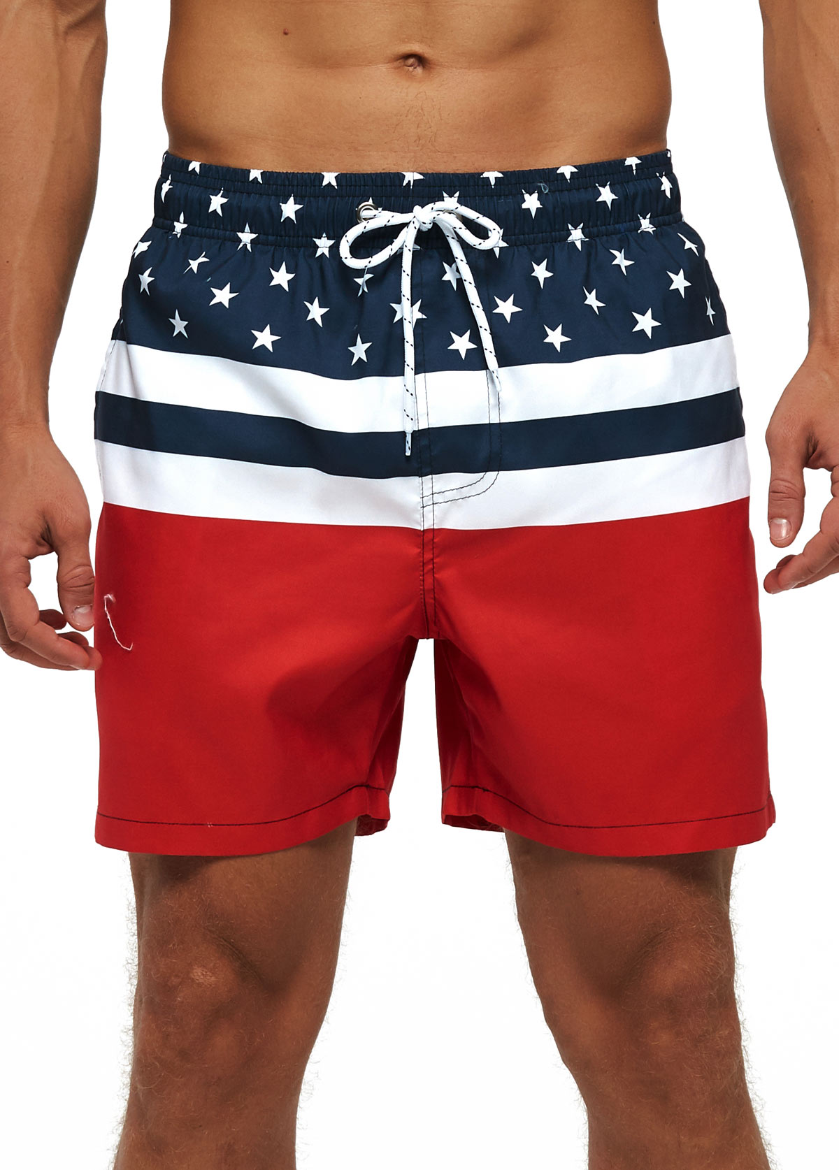 American Flag Print Pockets Swim Trunks for Men