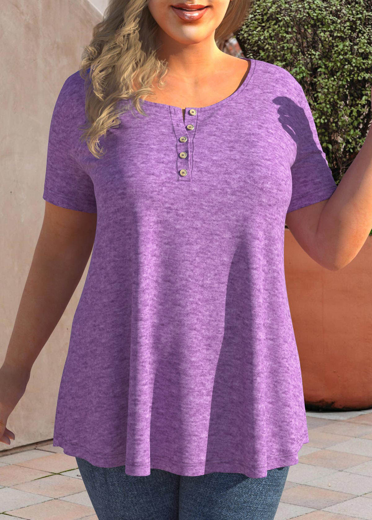 Light Purple Short Sleeve Plus Size T Shirt