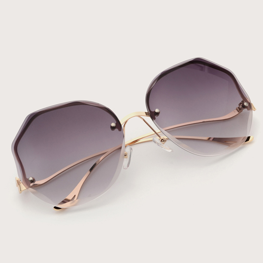 Metal Detail Cat Eye Frame Grey Sunglasses for Women