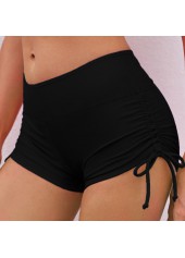 Solid Mid Waist Drawstring Detail Swimwear Shorts