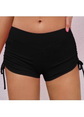 Solid Mid Waist Drawstring Detail Swimwear Shorts