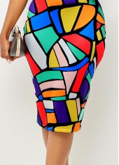 Sleeveless Geometric Print Round Neck Dress