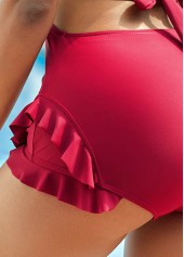 Tie Back Flounce Halter One Piece Swimwear