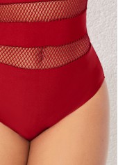 Cross Strap Mesh Stitching Solid One Piece Swimwear