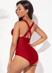Cross Strap Mesh Stitching Solid One Piece Swimwear