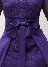 3/4 Sleeve Purple Multiway Lace Patchwork Dress