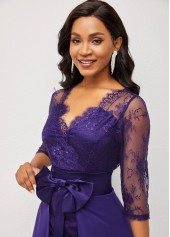3/4 Sleeve Purple Multiway Lace Patchwork Dress