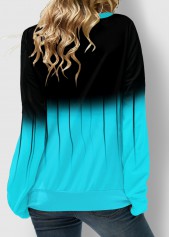 Ombre Print Lace Up Plus Size Long Sleeve Sweatshirt