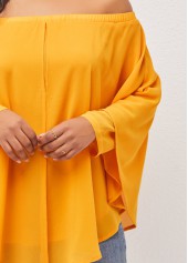 Off Shoulder Asymmetric Hem Ginger Layered Blouse